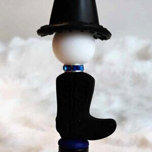 Hand Beaded Pen ~ Boot Scootin' ~ Black